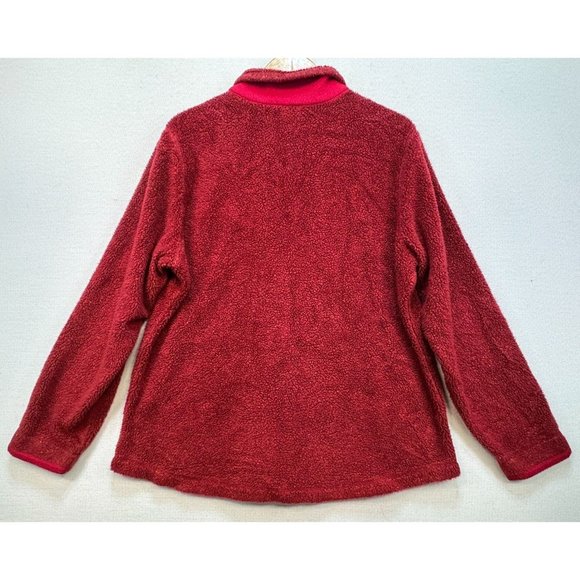 L.L. Bean Womens Sherpa Jacket LG Red Button Closure Outdoor Cozy - Picture 10 of 12